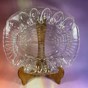 Vintage Clear Glass Fancy Deviled Egg & Relish Platter 12 in. Nice! - Picture 1 of 11