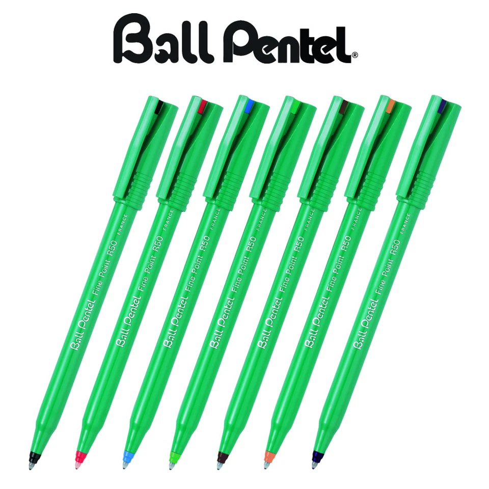 Tintenroller Ball Pentel R50 in 4 Farben 0,4 mm Fineliner Preistsaffel Schreiben - Bild 1 von 1