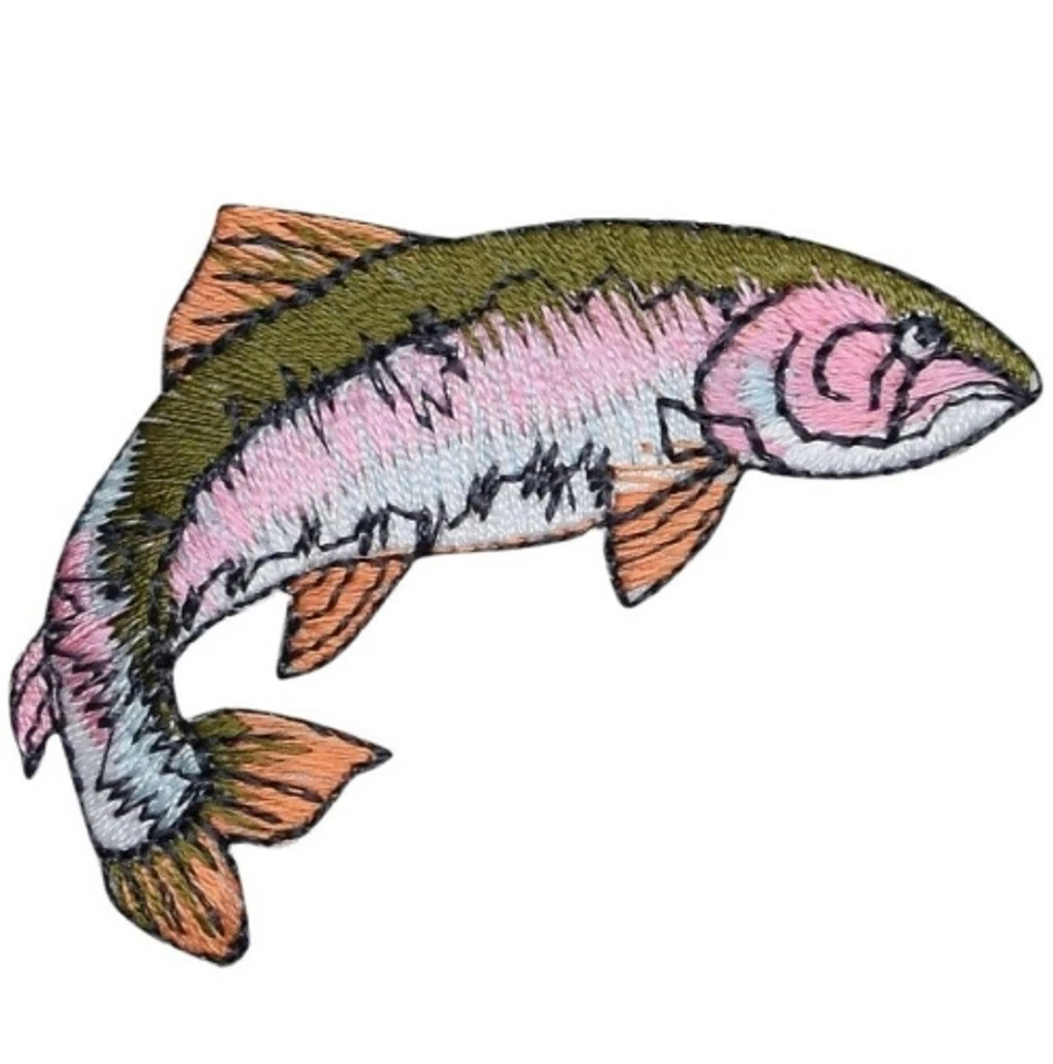 Rainbow Trout Applique Patch Fish Right Fly Fishing Fisherman Embroidered Badge - Image 1 of 1