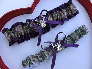 * NEW Mossy Oak Camouflage Camo Plum Wedding Garter Prom Hunter Chick Deer * - Picture 1 of 2