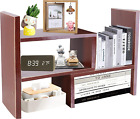 Office Storage Rack Desktop Organizer,Home Decor Adjustable Wood Display Shelf,B