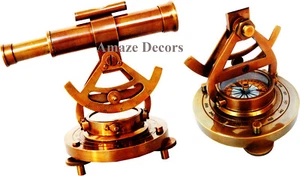 Brass Antique Nautical Alidade Telescope Compass Transit Surveying Theodolite - Picture 1 of 5