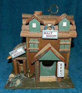 CUTE FISHING THEME BIRDHOUSE!! VERY NICE!! BAIT SHOP!!! COLLECTIBLE! - Imagen 1 de 3