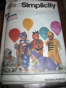SIMPLICITY TODDLERS COSTUMES PATTERN - JUMPSUITS, TUMMIES, FACES, WINGS & FINS - Picture 1 of 1