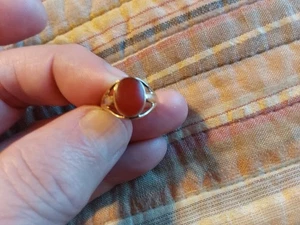 Vintage 1902 Sardonyx 18k Yellow Gold Fine Jewelry Oval Shaped Ring Size 4 - Picture 1 of 7