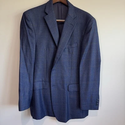 Blazer Jos A Bank Para Hombres 43R Abrigo Deportivo Lana a Cuadros Azul Oscuro 100% Lana Foto 1 de 4