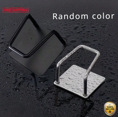 1pcs Stainless No‑Drill Sink Sponge Holder – Wall‑Mounted Caddy w/ Hooks - NEW - Image 1 of 4