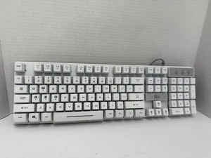Rii RK100+ White Gaming Keyboard,USB Wired Multiple Colors Rainbow LED Backlit L - Picture 1 of 4