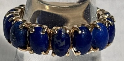 Impresionante Anillo de Eternidad Lapislázuli Oro Amarillo 14K Diseñado Personalizado Talla 7.5 4.1g Foto 1 de 4