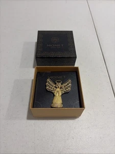 Nuevo Broche de Ángel Esmalte Tono Dorado Monet Alas Estrás Caja Original - Imagen 1 de 4