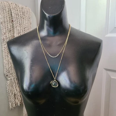 Collar Colgante Banana Republic Delicado Tono Oro Doble Cadena Ahumado 23" Neutro Foto 1 de 4