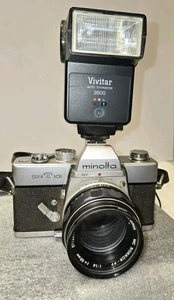 Minolta SRT101 35mm SLR Camera w/ Rokkor-PF 58mm f/1.4 Lens Vivitar Parts Repair - Picture 1 of 15