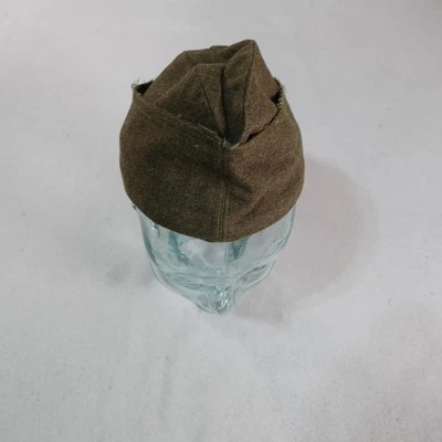 Vintage US Army Hat Cap Fitted Mens 6 3/4 Green USMC Drab Wool Military - Image 1 of 4