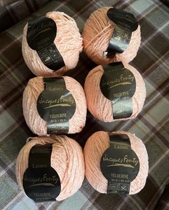 Laines Fonty Velourine Yarn Pink 6 Skeins 50 g France French Cotton Viscose Lot - Picture 1 of 5