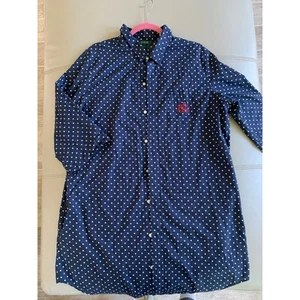 Lauren Ralph Lauren Women's XL Blue White Polka Dot Cotton Sleep Shirt - Picture 1 of 6