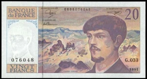 FRANCE 20 FRANCS 1991 UNC. NO PIN HOLES SCARCE & BEAUTIFUL BANKNOTE SEE PHOTOS - Picture 1 of 2