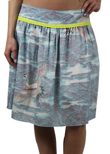 CUSTO BARCELONA Women's Country Eagle Brown Pinstripe Peasant Skirt 493538 $108 
