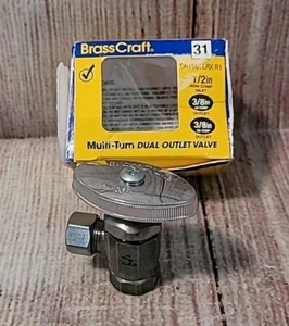 BrassCraft Multi-Turn Outlet Valve 1/2" Comp 3/8"Inlet-Outlet, CR1901LRX R1. NEW - Picture 1 of 4