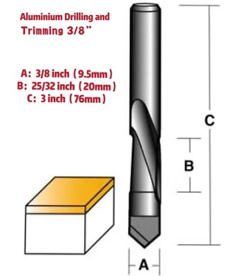 3/8‘’ Aluminium Drilling and Trimming SPIRAL DOWN CUT HIGH SPEED STEEL - image 1 of 2