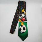 Vtg Silk Necktie Mickey Unlimited Black #1 Trophy Soccer Confetti Father's Day