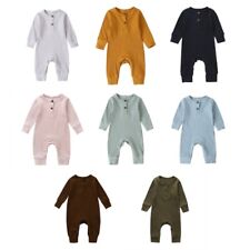 Cotton Long Sleeve Toddler Romper Solid Color Baby Playsuit Overalls Clothes