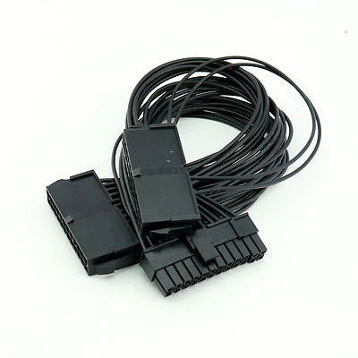 24 Pin Male to Female Dual PSU Power Supply Cable ATX Motherboard Connector 1ft - Image 1 of 4