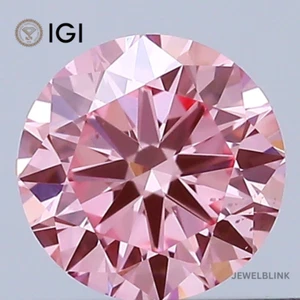 Diamante coltivato in laboratorio CVD taglio tondo certificato IGI 0,50 carati fantasia rosa vivo VS2 - Foto 1 di 18