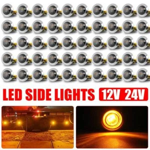 3/4" LED Marker Lights Truck Trailer Round Side Bullet Light Amber Lamps 12V 24V - Picture 1 of 12