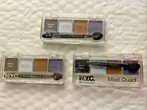 Lot of 3 NEW N.Y.C. Mod Quad Creme Liner Eyeshadow 856B Bell Bottom Blues - Picture 1 of 3