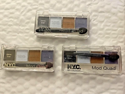 Lot of 3 NEW N.Y.C. Mod Quad Creme Liner Eyeshadow 856B Bell Bottom Blues - Image 1 of 3