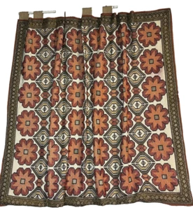 Laiquille Rue Badaro Tab Curtain Lined Boho Cross Stitch Orange Camper Cabin - Picture 1 of 14