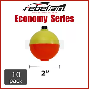 10-PACK - 2" inch ROUND - ORANGE & YELLOW - Snap-On Fishing BOBBERS corks tackle - Picture 1 of 1