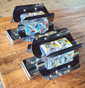 SET OF 2 Vintage 1970's Thomas Industries Retro Atomic Chrome Glass Wall Lights - Picture 1 of 24