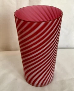 Vintage Fenton art glass cranberry opalescent satin spiral optic tumbler - Picture 1 of 2