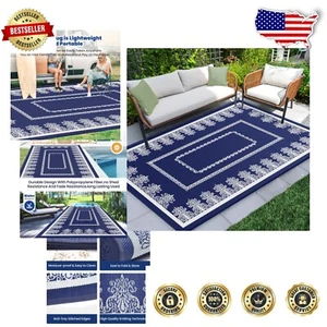 Versatile 5x8 ft Plastic Straw Outdoor Rug - Lightweight & Durable for All Use - Picture 1 of 9