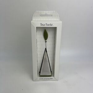 Tea Forte Icon Stainless Steel Loose Tea Infuser Pyramid w/ Iconic Leaf NEW