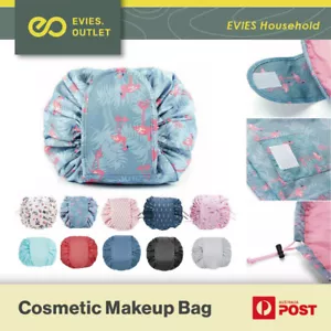 Lazy Cosmetic Bag Printing Drawstring Makeup Case Storage Bag Portable Travel AU - Picture 1 of 27