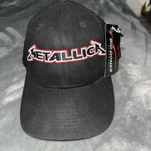 Vtg NOS 90s Metallica Script Strapback Hat Black Caricature Faces BIO-Domes Mint - Imagen 1 de 10