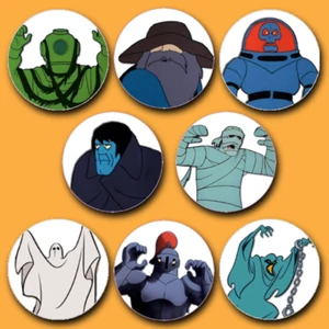 Scooby Doo Season 1 Villains Button 8-Pack Set Mystery Machine Shaggy - Picture 1 of 3