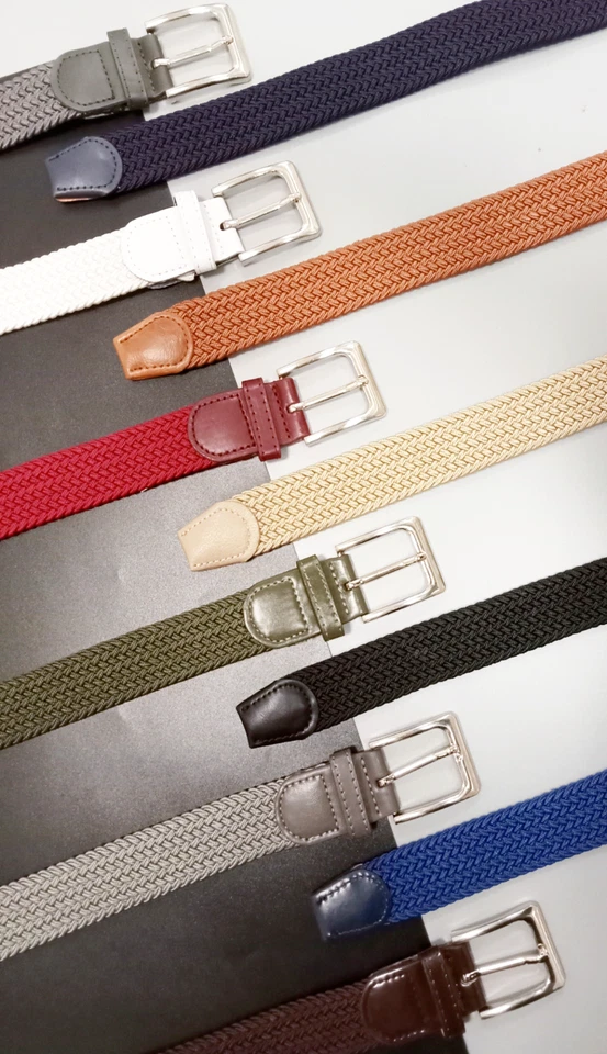 2pz Cintura Cinta Uomo Donna Elastica Stretch Intrecciata In Corda Regolabile - Immagine 1 di 4