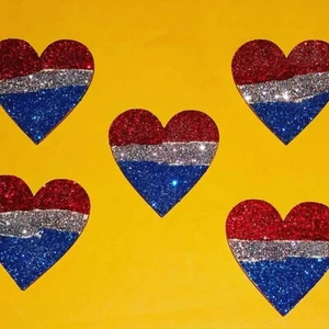 (1) Independence Day/ 4th of July Wooden Heart Glitter Magnet - Picture 1 of 1
