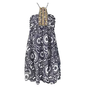 Vestido Halter HOSS INTROPIA Correa de Espagueti Azul Blanco Forrado Bordado Nuevo con Etiquetas 38/6 - Imagen 1 de 6