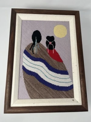 RARE HANDMADE NATIVE AMERICAN NEEDLEPOINT ART “TOGETHER” - Image 1 of 4