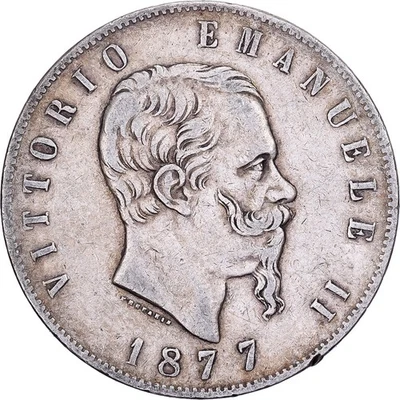 [#1512099] Italy, Vittorio Emanuele II, 5 Lire, 1877, Rome, Silver, EF, KM:8.4 - Image 1 of 2