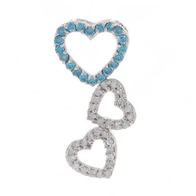 Elegante colgante trío corazón diamante azul oro blanco - 14 k redondo 0,50 ctw tratado por amor Foto 1 de 4