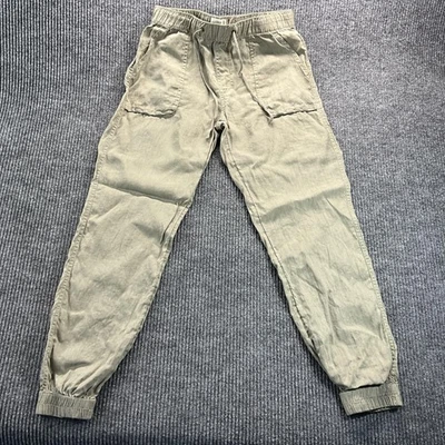 C&C California Pants Womens Small Olive 100% Linen Joggers Drawstring Cuffed - Image 1 of 4
