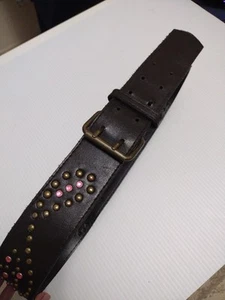 Unbranded Belt Woman's Small Brown Pink Studded Rhinestone Western Paisley - Picture 1 of 6