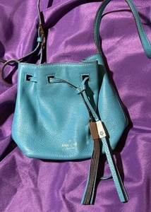Kate Spade *Mini Drawstring Leather *Bucket Bag *Stunning *Bright *Turquoise🩵 - Picture 1 of 11