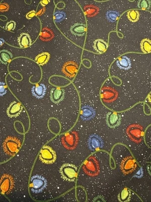 Muñeco de nieve de Navidad luces colgadas tela negra por yarda Susan Winget NUEVO Foto 1 de 4