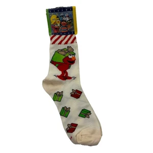 Vintage Sesamstraße Weihnachten Socken Elmo Geschenke Zuckerstange Streifen Neu mit Etikett 9-11 ctw - Bild 1 von 10